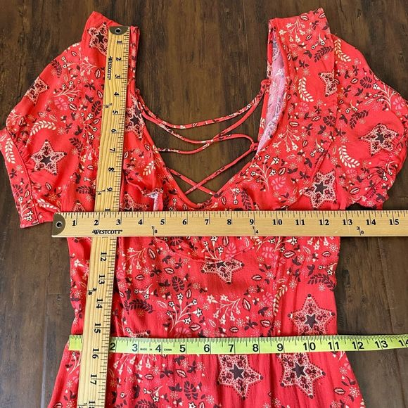 SPELL & THE GYPSY Collective Celestial Mini Dress Lace Up Back in Red - Picture 14 of 15